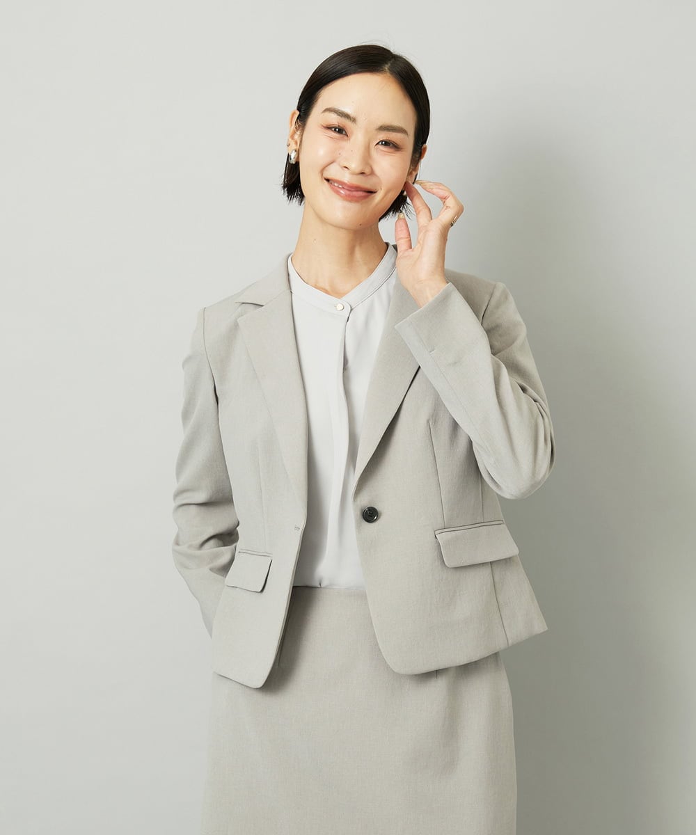 F6DAD36380 MICHEL KLEIN(小さいサイズ)(メゾン ドゥ サンク) [小さいサイズ][セットアップ対応]テーラードジャケット グレー