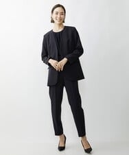 F6DAV35360 MICHEL KLEIN(小さいサイズ)(メゾン ドゥ サンク) [小さいサイズ]ストレッチツイルノーカラージャケット（総裏）/セットアップ対応 ネイビー(57)