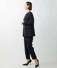 F6DAV35360 MICHEL KLEIN(小さいサイズ)(メゾン ドゥ サンク) [小さいサイズ]ストレッチツイルノーカラージャケット（総裏）/セットアップ対応 ネイビー(57)