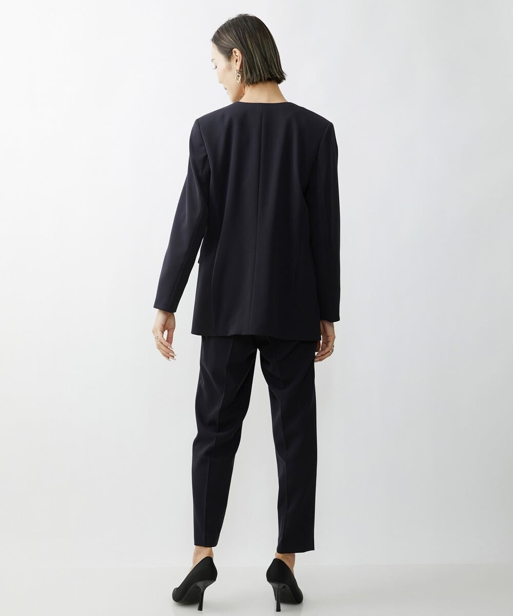F6DAV35360 MICHEL KLEIN(小さいサイズ)(メゾン ドゥ サンク) [小さいサイズ]ストレッチツイルノーカラージャケット（総裏）/セットアップ対応 ネイビー(57)