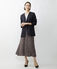 F6DAV35360 MICHEL KLEIN(小さいサイズ)(メゾン ドゥ サンク) [小さいサイズ]ストレッチツイルノーカラージャケット（総裏）/セットアップ対応 ネイビー(57)