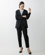 F6DAV35360 MICHEL KLEIN(小さいサイズ)(メゾン ドゥ サンク) [小さいサイズ]ストレッチツイルノーカラージャケット（総裏）/セットアップ対応 ネイビー(57)