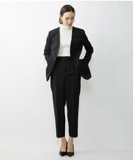F6DAV35360 MICHEL KLEIN(小さいサイズ)(メゾン ドゥ サンク) [小さいサイズ]ストレッチツイルノーカラージャケット（総裏）/セットアップ対応 ネイビー(57)