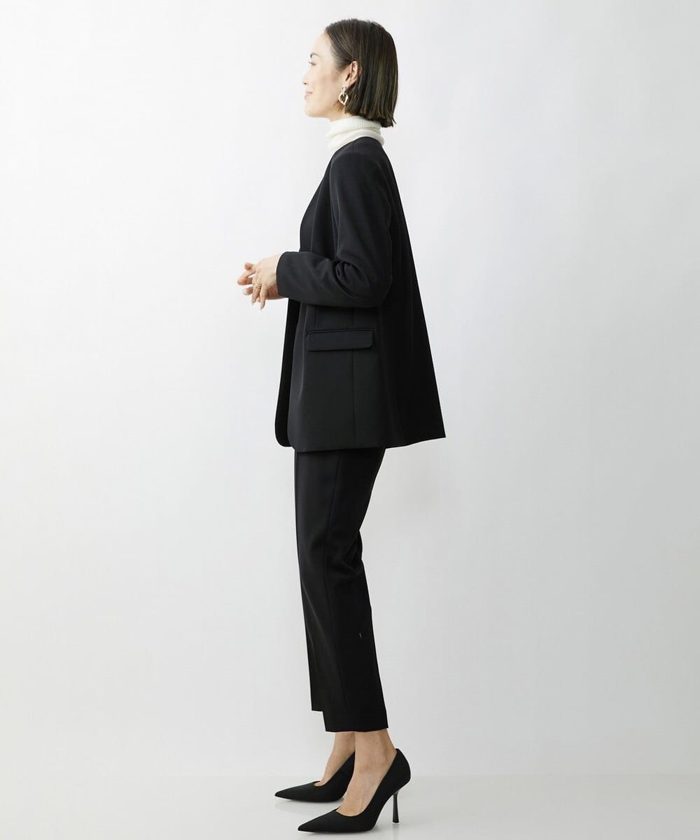 F6DAV35360 MICHEL KLEIN(小さいサイズ)(メゾン ドゥ サンク) [小さいサイズ]ストレッチツイルノーカラージャケット（総裏）/セットアップ対応 ネイビー(57)