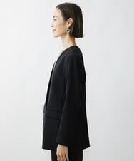 F6DAV35360 MICHEL KLEIN(小さいサイズ)(メゾン ドゥ サンク) [小さいサイズ]ストレッチツイルノーカラージャケット（総裏）/セットアップ対応 ネイビー(57)