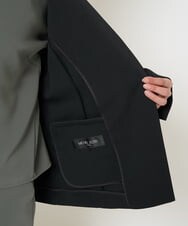 F6DDA04360 MICHEL KLEIN(小さいサイズ)(メゾン ドゥ サンク) [小さいサイズ]ツイルノーカラージャケット(多機能素材/セットアップ対応/洗える) ブラック