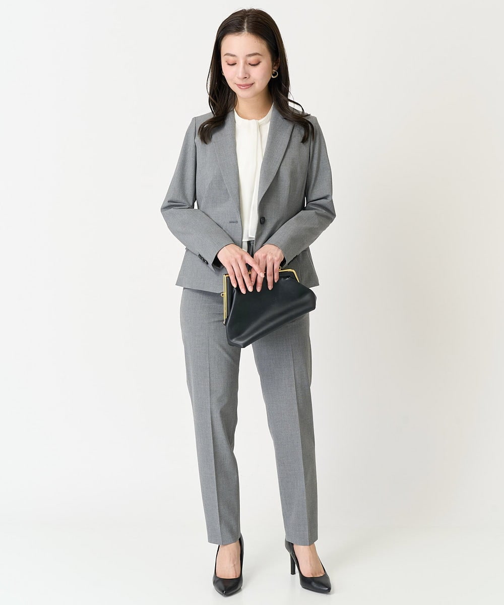 F6DDA06380 MICHEL KLEIN(小さいサイズ)(メゾン ドゥ サンク) [小さいサイズ]ストレッチテーラードジャケット(セットアップ対応/2サイズあり/裏地なし) ネイビー