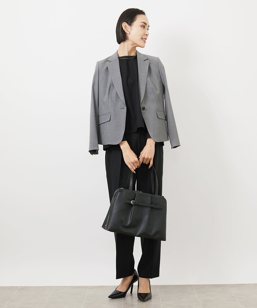 F6DDA06380 MICHEL KLEIN(小さいサイズ)(メゾン ドゥ サンク) [小さいサイズ]ストレッチテーラードジャケット(セットアップ対応/2サイズあり/裏地なし) ネイビー