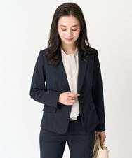 F6DDA06380 MICHEL KLEIN(小さいサイズ)(メゾン ドゥ サンク) [小さいサイズ]ストレッチテーラードジャケット(セットアップ対応/2サイズあり/裏地なし) ネイビー