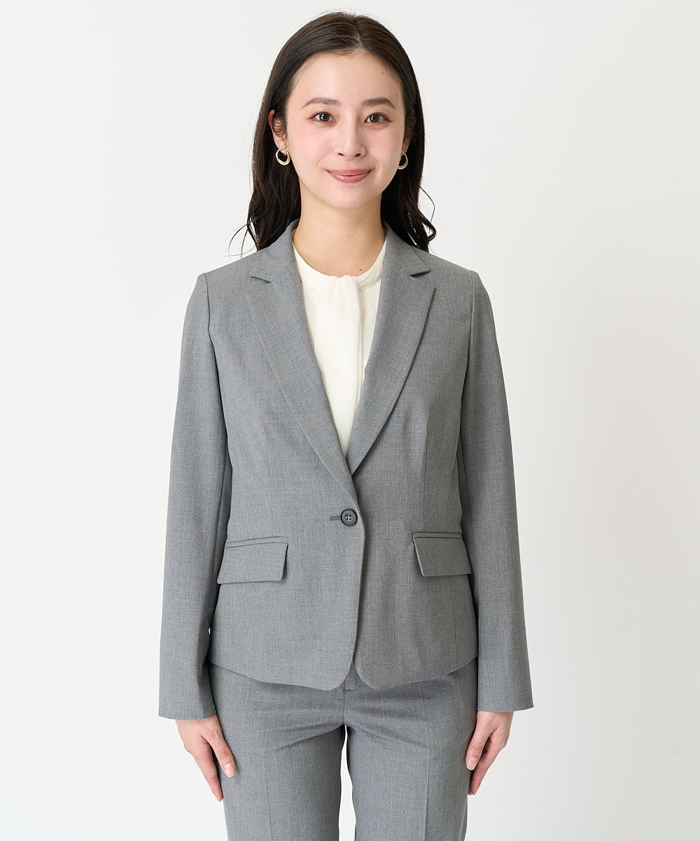 F6DDA06380 MICHEL KLEIN(小さいサイズ)(メゾン ドゥ サンク) [小さいサイズ]ストレッチテーラードジャケット(セットアップ対応/2サイズあり/裏地なし) ネイビー