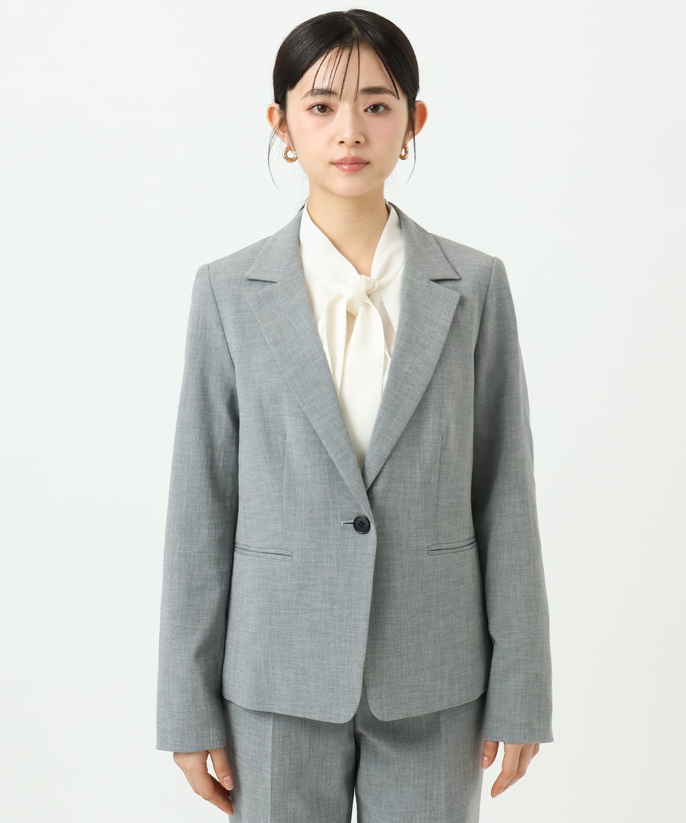 F6DDD01450 MICHEL KLEIN(小さいサイズ)(メゾン ドゥ サンク) [小さいサイズ][セットアップ対応]テーラードジャケット グレー