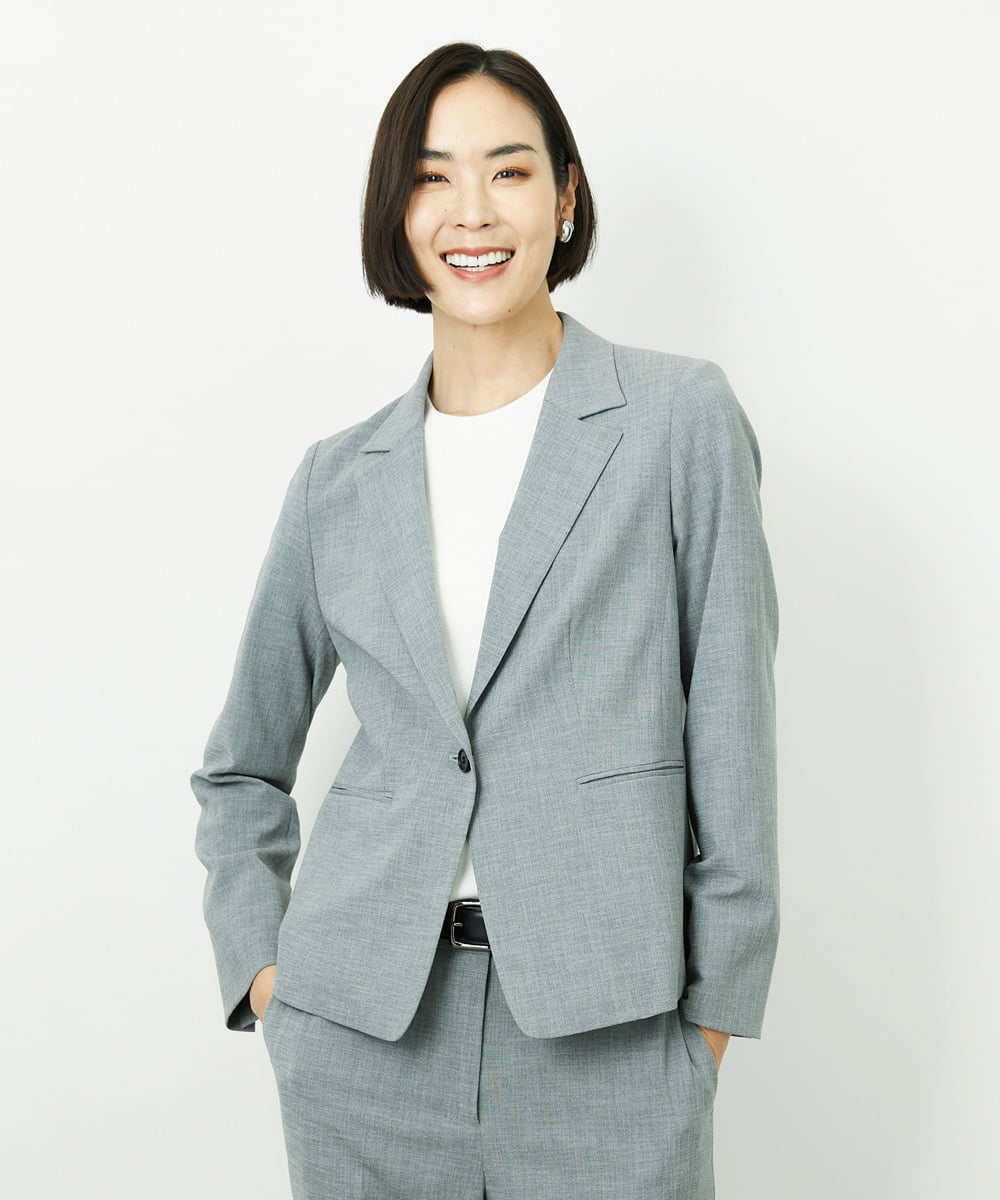 F6DDD01450 MICHEL KLEIN(小さいサイズ)(メゾン ドゥ サンク) [小さいサイズ][セットアップ対応]テーラードジャケット グレー