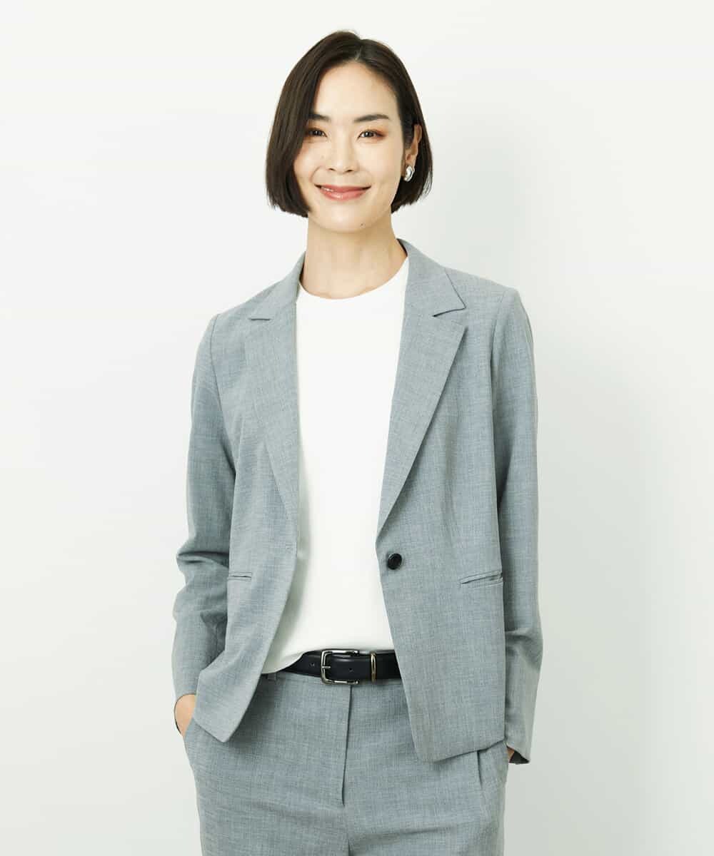 F6DDD01450 MICHEL KLEIN(小さいサイズ)(メゾン ドゥ サンク) [小さいサイズ][セットアップ対応]テーラードジャケット グレー