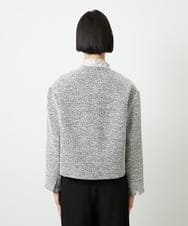 F6DDD02430 MICHEL KLEIN(小さいサイズ)(メゾン ドゥ サンク) [小さいサイズ]ファンシーツイードショートジャケット ネイビー