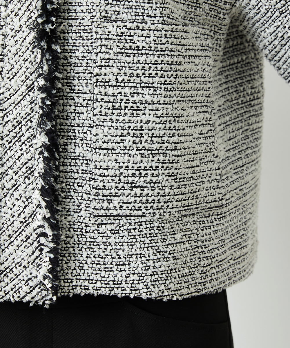 F6DDD02430 MICHEL KLEIN(小さいサイズ)(メゾン ドゥ サンク) [小さいサイズ]ファンシーツイードショートジャケット ネイビー