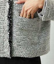 F6DDD02430 MICHEL KLEIN(小さいサイズ)(メゾン ドゥ サンク) [小さいサイズ]ファンシーツイードショートジャケット ネイビー