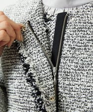 F6DDD02430 MICHEL KLEIN(小さいサイズ)(メゾン ドゥ サンク) [小さいサイズ]ファンシーツイードショートジャケット ネイビー