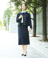 F6DDD02430 MICHEL KLEIN(小さいサイズ)(メゾン ドゥ サンク) [小さいサイズ]ファンシーツイードショートジャケット ネイビー