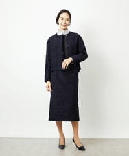 F6DDD02430 MICHEL KLEIN(小さいサイズ)(メゾン ドゥ サンク) [小さいサイズ]ファンシーツイードショートジャケット ネイビー