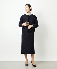 F6DDD02430 MICHEL KLEIN(小さいサイズ)(メゾン ドゥ サンク) [小さいサイズ]ファンシーツイードショートジャケット ネイビー