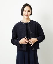 F6DDD02430 MICHEL KLEIN(小さいサイズ)(メゾン ドゥ サンク) [小さいサイズ]ファンシーツイードショートジャケット ネイビー