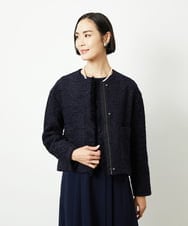 F6DDD02430 MICHEL KLEIN(小さいサイズ)(メゾン ドゥ サンク) [小さいサイズ]ファンシーツイードショートジャケット ネイビー