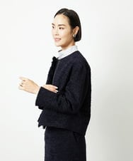 F6DDD02430 MICHEL KLEIN(小さいサイズ)(メゾン ドゥ サンク) [小さいサイズ]ファンシーツイードショートジャケット ネイビー