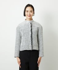 F6DDD02430 MICHEL KLEIN(小さいサイズ)(メゾン ドゥ サンク) [小さいサイズ]ファンシーツイードショートジャケット ネイビー