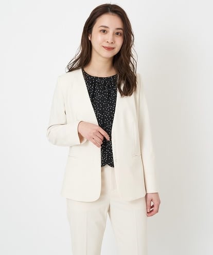 F6DFS19350 MICHEL KLEIN(小さいサイズ) [小さいサイズ]ストレッチノーカラージャケット(セットアップ対応)