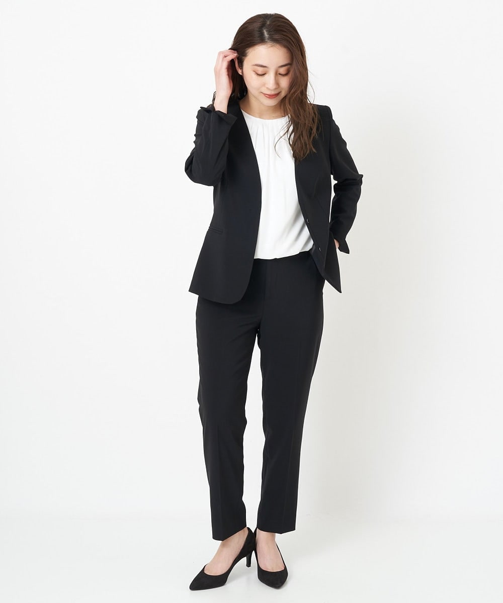 F6DFS19350 MICHEL KLEIN(小さいサイズ)(メゾン ドゥ サンク) [小さいサイズ]ストレッチノーカラージャケット(セットアップ対応) オフホワイト(81)