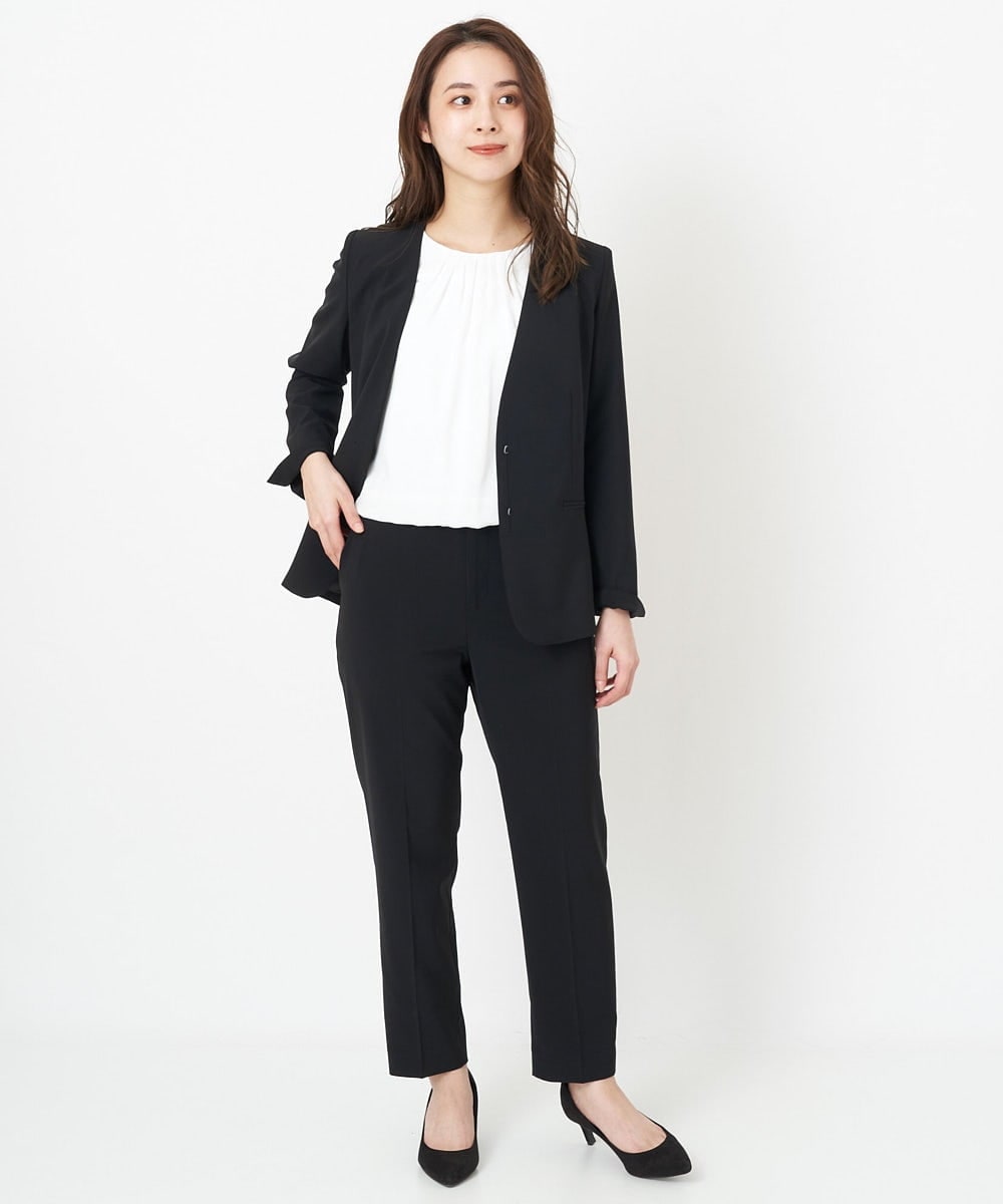 F6DFS19350 MICHEL KLEIN(小さいサイズ)(メゾン ドゥ サンク) [小さいサイズ]ストレッチノーカラージャケット(セットアップ対応) オフホワイト(81)