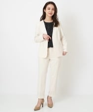 F6DFS19350 MICHEL KLEIN(小さいサイズ)(メゾン ドゥ サンク) [小さいサイズ]ストレッチノーカラージャケット(セットアップ対応) オフホワイト(81)