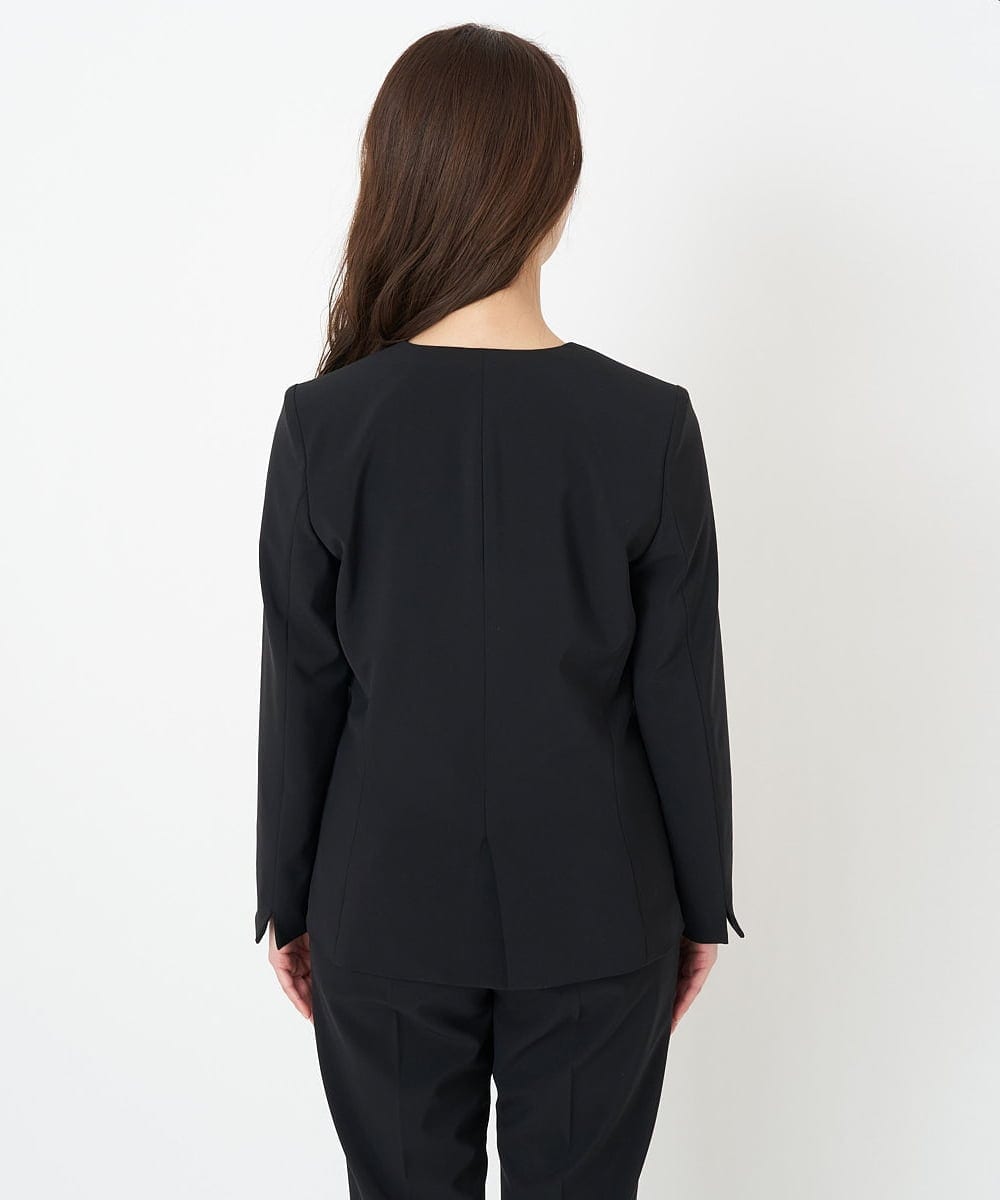 F6DFS19350 MICHEL KLEIN(小さいサイズ)(メゾン ドゥ サンク) [小さいサイズ]ストレッチノーカラージャケット(セットアップ対応) オフホワイト(81)