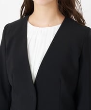 F6DFS19350 MICHEL KLEIN(小さいサイズ)(メゾン ドゥ サンク) [小さいサイズ]ストレッチノーカラージャケット(セットアップ対応) オフホワイト(81)