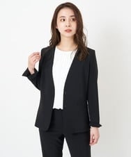F6DFS19350 MICHEL KLEIN(小さいサイズ)(メゾン ドゥ サンク) [小さいサイズ]ストレッチノーカラージャケット(セットアップ対応) ブラック(94)