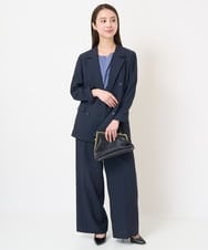 F6DFV25360 MICHEL KLEIN(小さいサイズ)(メゾン ドゥ サンク) [小さいサイズ/セットアップ対応］リネンライクダブルブレストジャケット ライトグリーン(30)