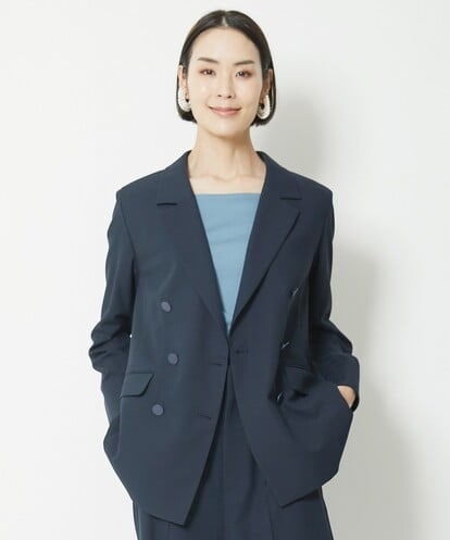 F6DFV25360 MICHEL KLEIN(小さいサイズ) [小さいサイズ/セットアップ対応］リネンライクダブルブレストジャケット