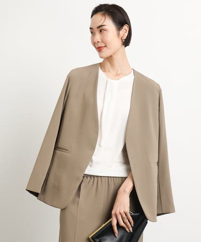 F6DGA12290 MICHEL KLEIN(小さいサイズ) [小さいサイズ]ノーカラージャケット(接触冷感/セットアップ対応)
