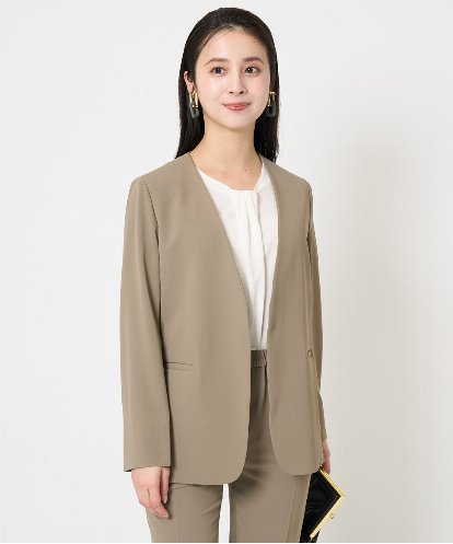 F6DGA12290 MICHEL KLEIN(小さいサイズ) [小さいサイズ]ノーカラージャケット(接触冷感/セットアップ対応)