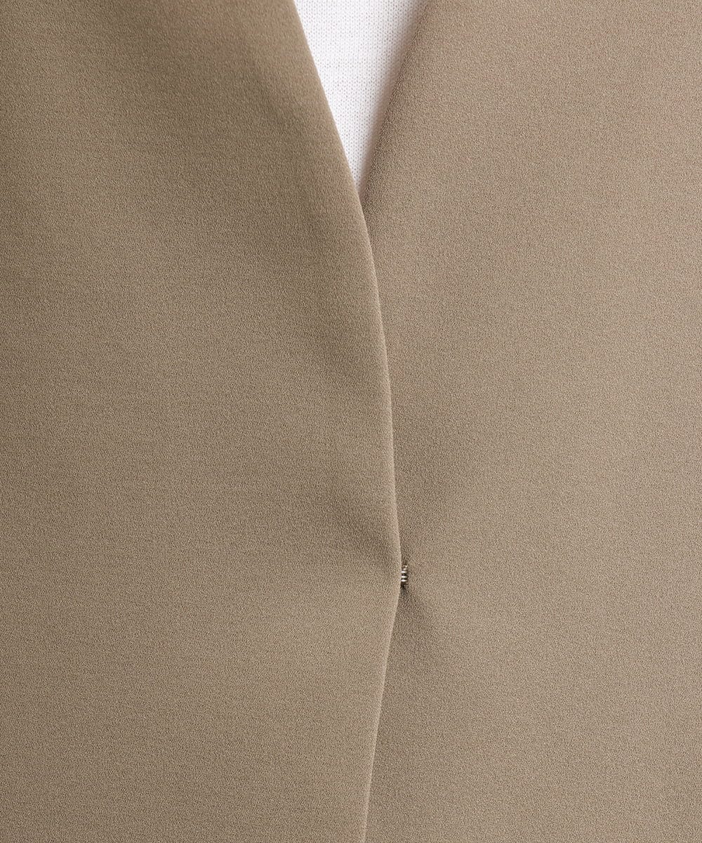 F6DGA12290 MICHEL KLEIN(小さいサイズ)(メゾン ドゥ サンク) [小さいサイズ]ノーカラージャケット(接触冷感/セットアップ対応) カーキ