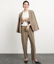 F6DGA12290 MICHEL KLEIN(小さいサイズ)(メゾン ドゥ サンク) [小さいサイズ]ノーカラージャケット(接触冷感/セットアップ対応) カーキ