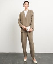 F6DGA12290 MICHEL KLEIN(小さいサイズ)(メゾン ドゥ サンク) [小さいサイズ]ノーカラージャケット(接触冷感/セットアップ対応) カーキ