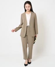 F6DGA12290 MICHEL KLEIN(小さいサイズ)(メゾン ドゥ サンク) [小さいサイズ]ノーカラージャケット(接触冷感/セットアップ対応) カーキ