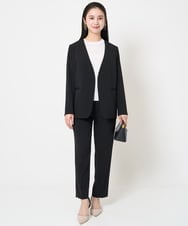 F6DGA12290 MICHEL KLEIN(小さいサイズ)(メゾン ドゥ サンク) [小さいサイズ]ノーカラージャケット(接触冷感/セットアップ対応) カーキ