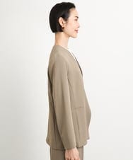 F6DGA12290 MICHEL KLEIN(小さいサイズ)(メゾン ドゥ サンク) [小さいサイズ]ノーカラージャケット(接触冷感/セットアップ対応) カーキ