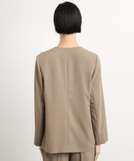 F6DGA12290 MICHEL KLEIN(小さいサイズ)(メゾン ドゥ サンク) [小さいサイズ]ノーカラージャケット(接触冷感/セットアップ対応) カーキ
