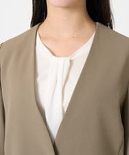 F6DGA12290 MICHEL KLEIN(小さいサイズ)(メゾン ドゥ サンク) [小さいサイズ]ノーカラージャケット(接触冷感/セットアップ対応) カーキ