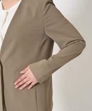 F6DGA12290 MICHEL KLEIN(小さいサイズ)(メゾン ドゥ サンク) [小さいサイズ]ノーカラージャケット(接触冷感/セットアップ対応) カーキ