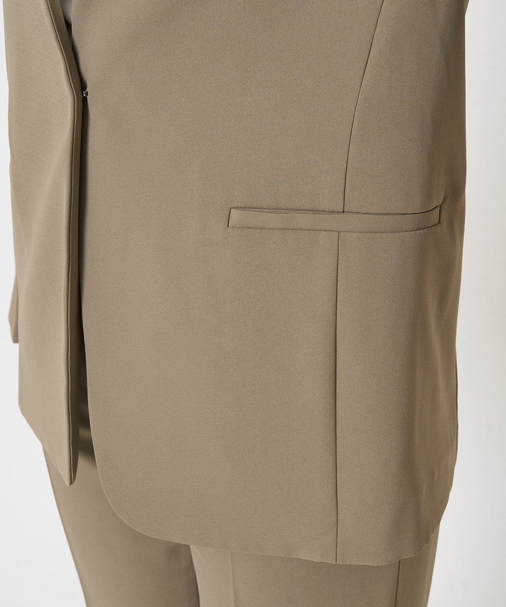 F6DGA12290 MICHEL KLEIN(小さいサイズ)(メゾン ドゥ サンク) [小さいサイズ]ノーカラージャケット(接触冷感/セットアップ対応) カーキ