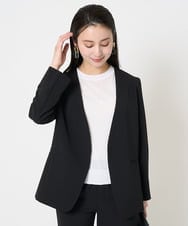 F6DGA12290 MICHEL KLEIN(小さいサイズ)(メゾン ドゥ サンク) [小さいサイズ]ノーカラージャケット(接触冷感/セットアップ対応) ブラック